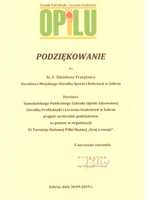 Podziękowanie OPILU